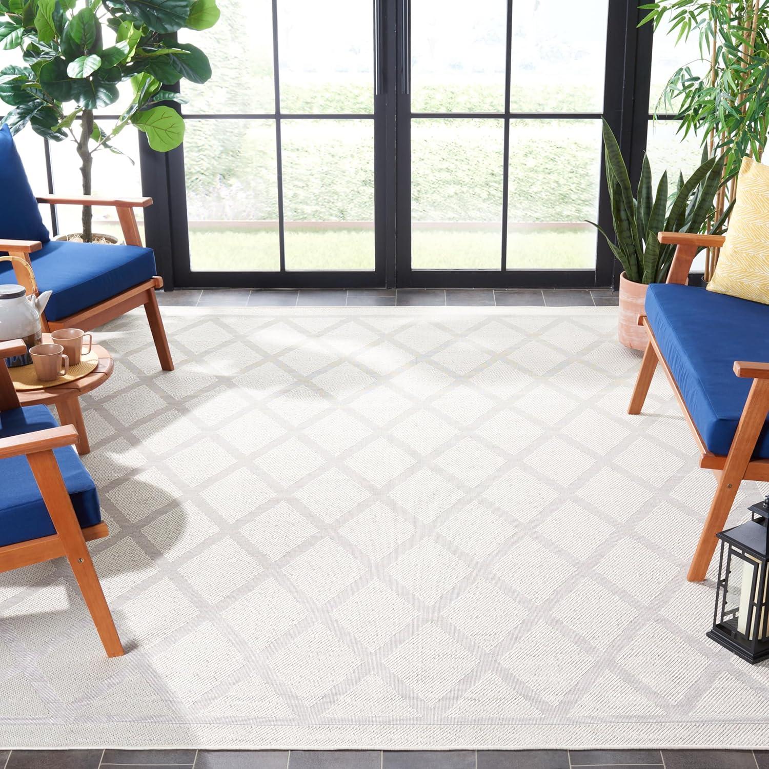 imageMartha Stewart x SAFAVIEH Outdoor Area Rug Collection 8 x 10 Ivory ampamp Light Grey Weather Resistant ampamp Washable Ideal for Patio Backyard Mudroom Deck Dining Space MSRO805AIvoryLight Grey