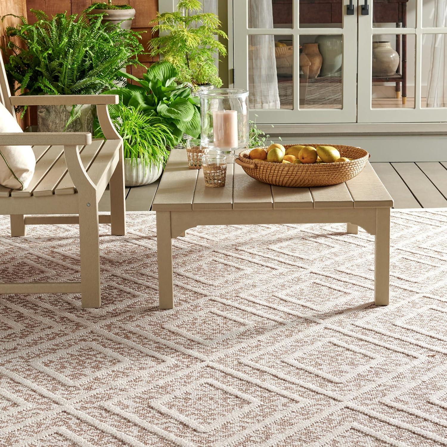 imageMartha Stewart x SAFAVIEH Outdoor Area Rug Collection 8 x 10 Light Beige ampamp Brown Weather Resistant ampamp Washable Ideal for Patio Backyard Mudroom Deck Dining Space MSRO218BLight BeigeBrown