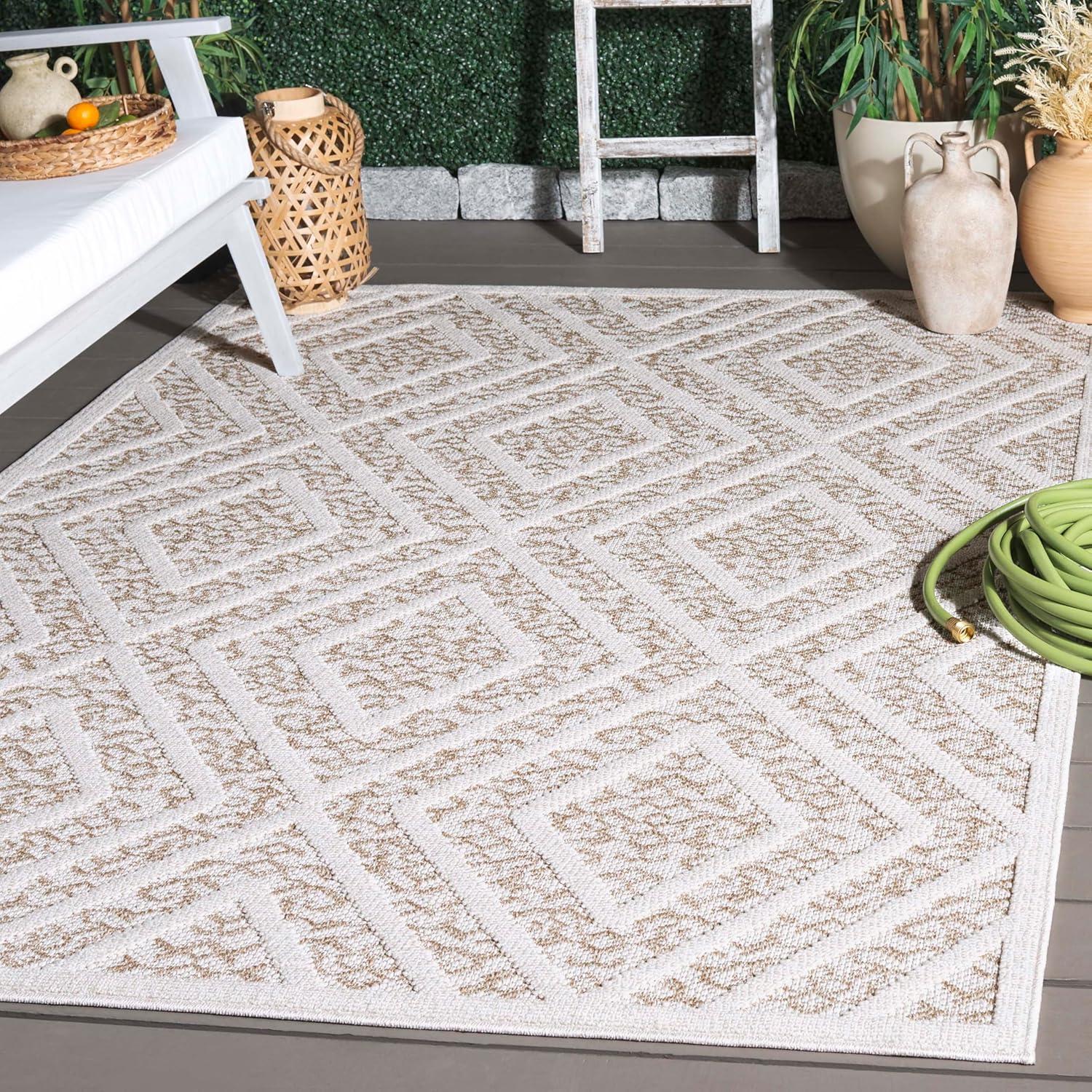 imageMartha Stewart x SAFAVIEH Outdoor Area Rug Collection 8 x 10 Light Beige ampamp Brown Weather Resistant ampamp Washable Ideal for Patio Backyard Mudroom Deck Dining Space MSRO218BLight BeigeBrown