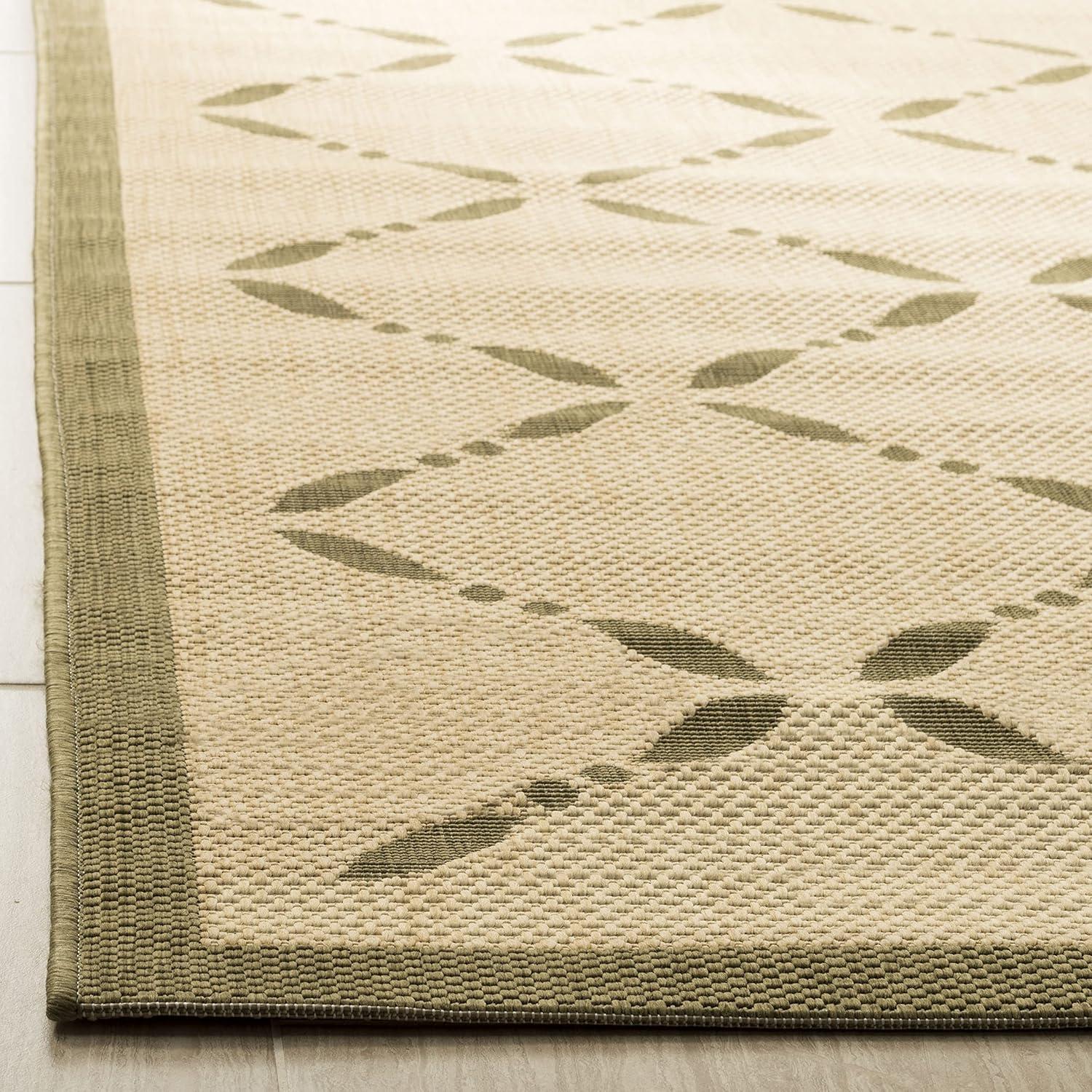 imageMartha Stewart x SAFAVIEH Outdoor Area Rug Collection 8 x 112quot Cream ampamp Green Weather Resistant ampamp Washable Ideal for Patio Backyard Mudroom Deck Dining Space MSR425214CremeRed
