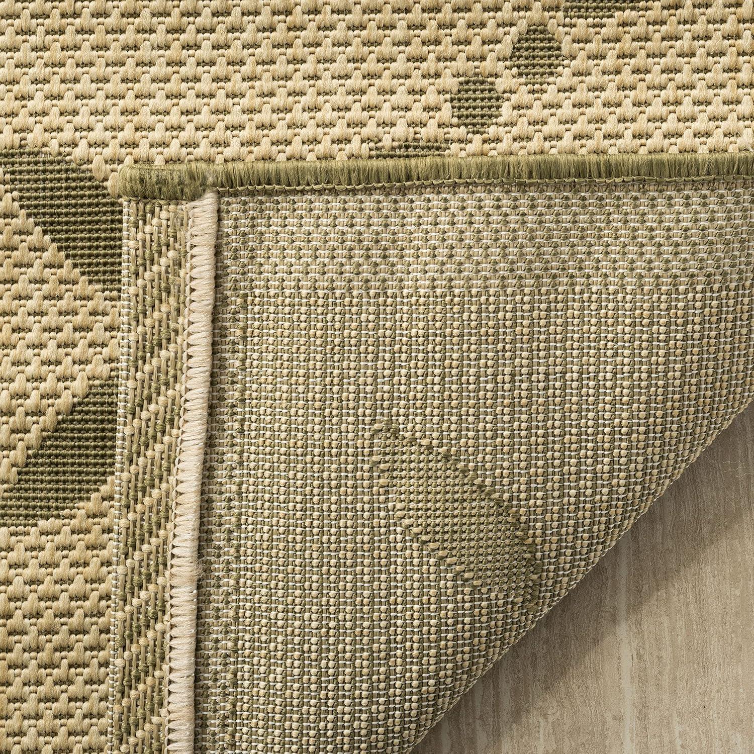 imageMartha Stewart x SAFAVIEH Outdoor Area Rug Collection 8 x 112quot Cream ampamp Green Weather Resistant ampamp Washable Ideal for Patio Backyard Mudroom Deck Dining Space MSR425214CreamGreen