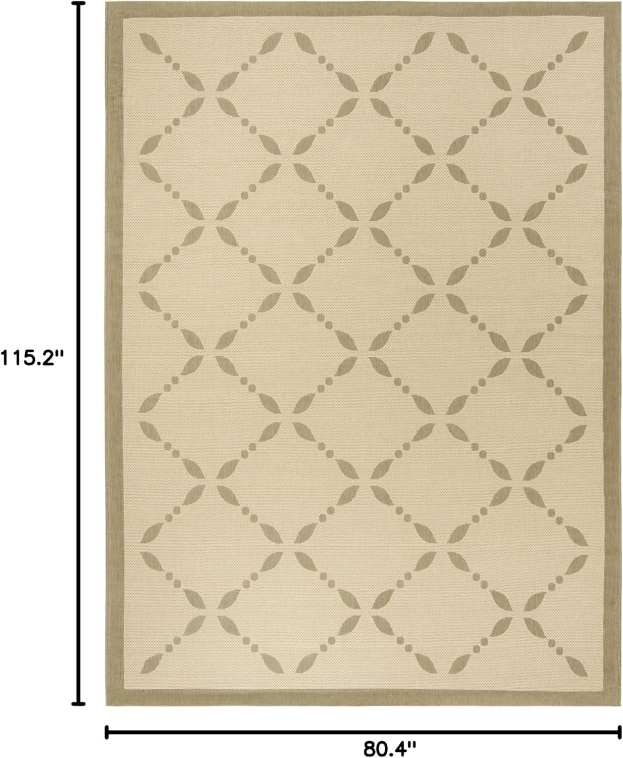 imageMartha Stewart x SAFAVIEH Outdoor Area Rug Collection 8 x 112quot Cream ampamp Green Weather Resistant ampamp Washable Ideal for Patio Backyard Mudroom Deck Dining Space MSR425214CreamGreen