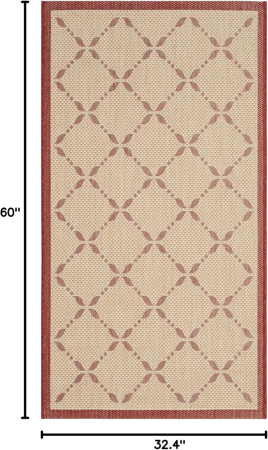 imageMartha Stewart x SAFAVIEH Outdoor Area Rug Collection 8 x 112quot Cream ampamp Green Weather Resistant ampamp Washable Ideal for Patio Backyard Mudroom Deck Dining Space MSR425214CremeRed