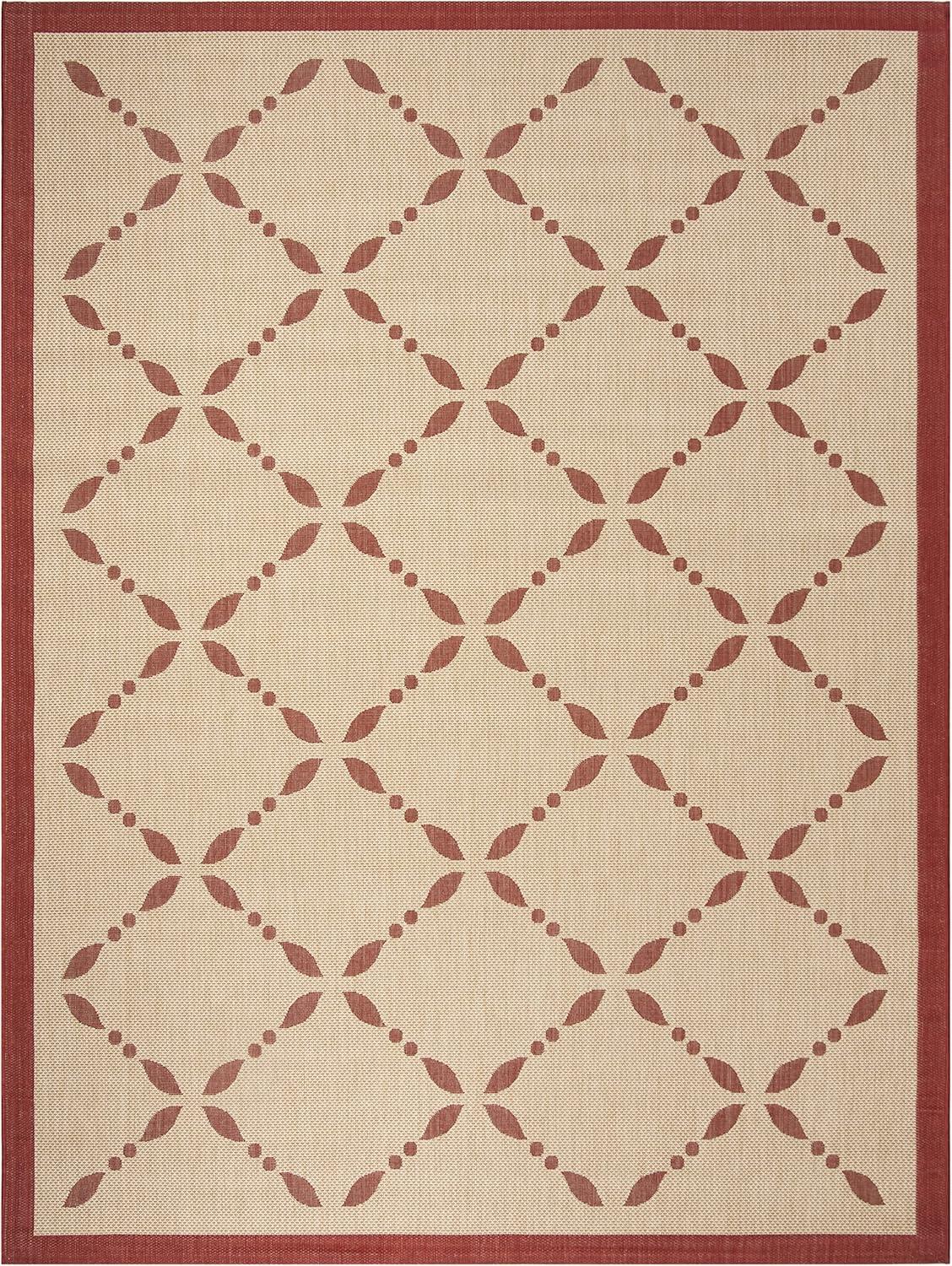 imageMartha Stewart x SAFAVIEH Outdoor Area Rug Collection 8 x 112quot Cream ampamp Green Weather Resistant ampamp Washable Ideal for Patio Backyard Mudroom Deck Dining Space MSR425214CremeRed