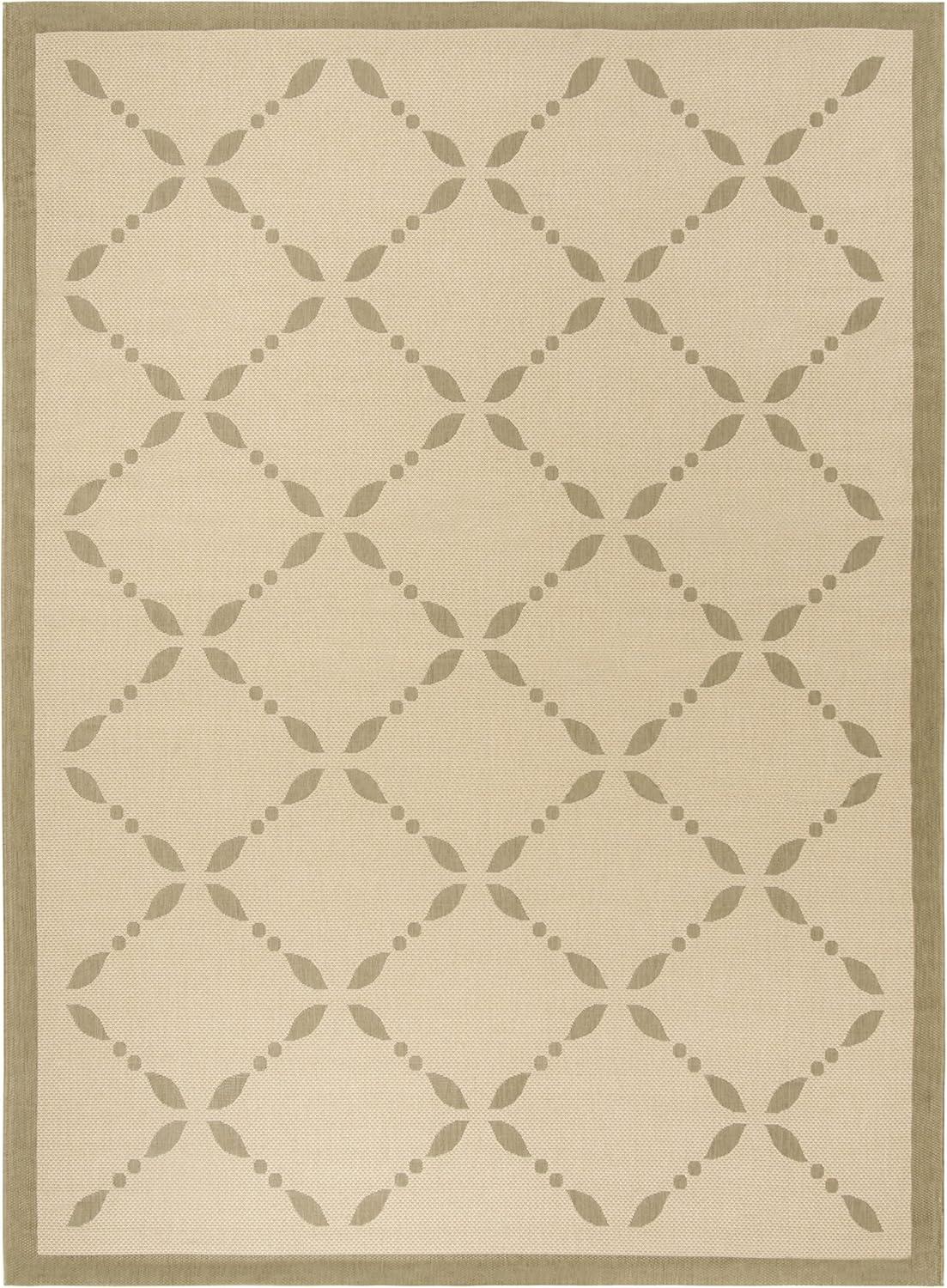 imageMartha Stewart x SAFAVIEH Outdoor Area Rug Collection 8 x 112quot Cream ampamp Green Weather Resistant ampamp Washable Ideal for Patio Backyard Mudroom Deck Dining Space MSR425214CreamGreen