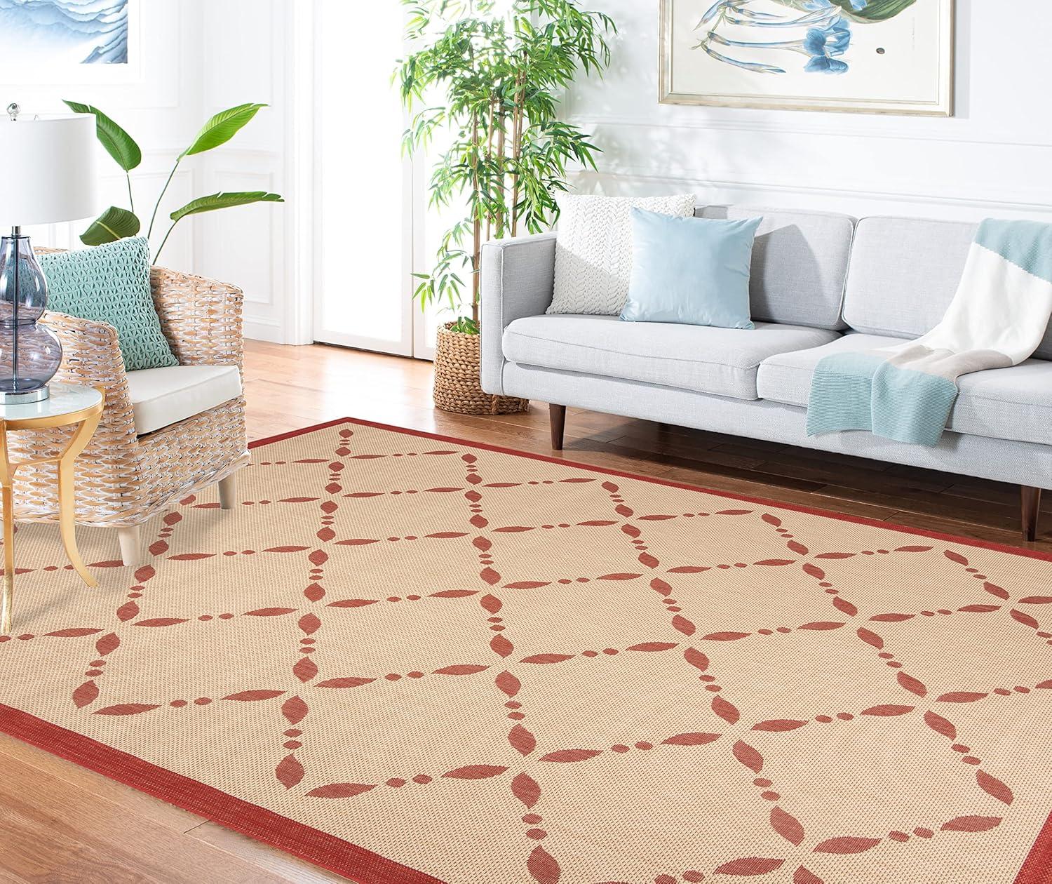 imageMartha Stewart x SAFAVIEH Outdoor Area Rug Collection 8 x 112quot Cream ampamp Green Weather Resistant ampamp Washable Ideal for Patio Backyard Mudroom Deck Dining Space MSR425214CremeRed