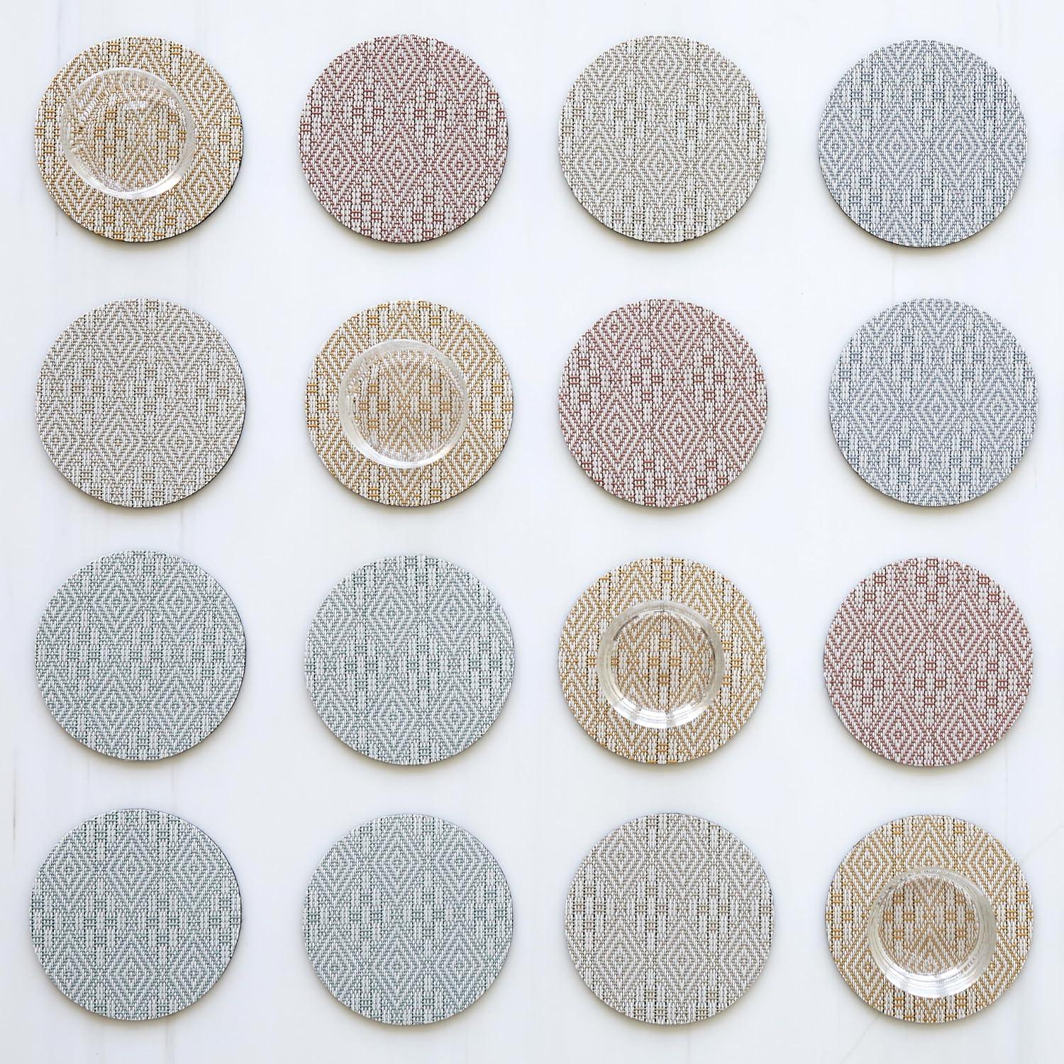 imageMartha by Martha Stewart Chilewich Boxwood Coasters in Abalone Set of 4 StainResistant Woven Textile with Recycled Felt Backing 5quot RoundBurnt Coral