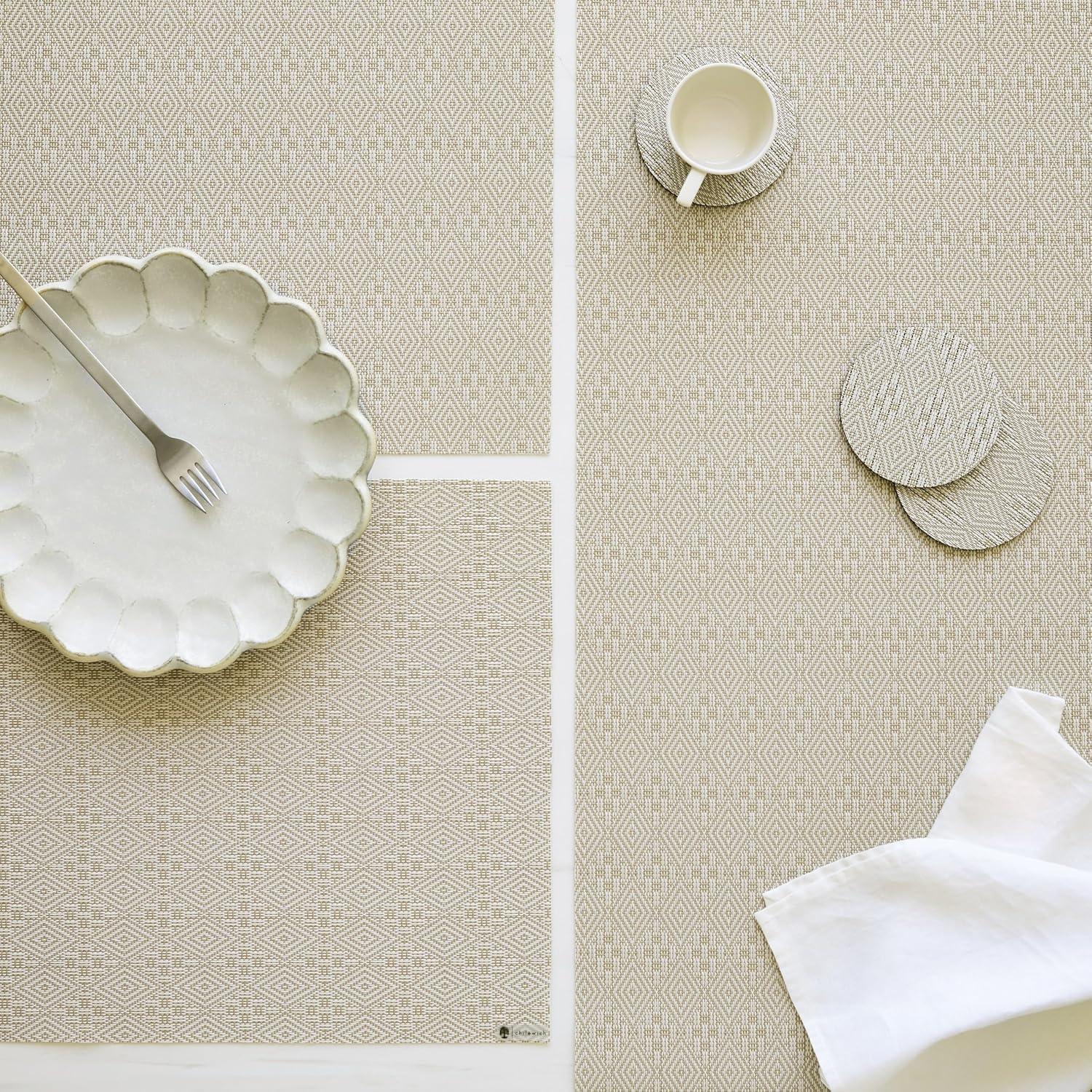 imageMartha by Martha Stewart Chilewich Boxwood Coasters in Abalone Set of 4 StainResistant Woven Textile with Recycled Felt Backing 5quot RoundFlax