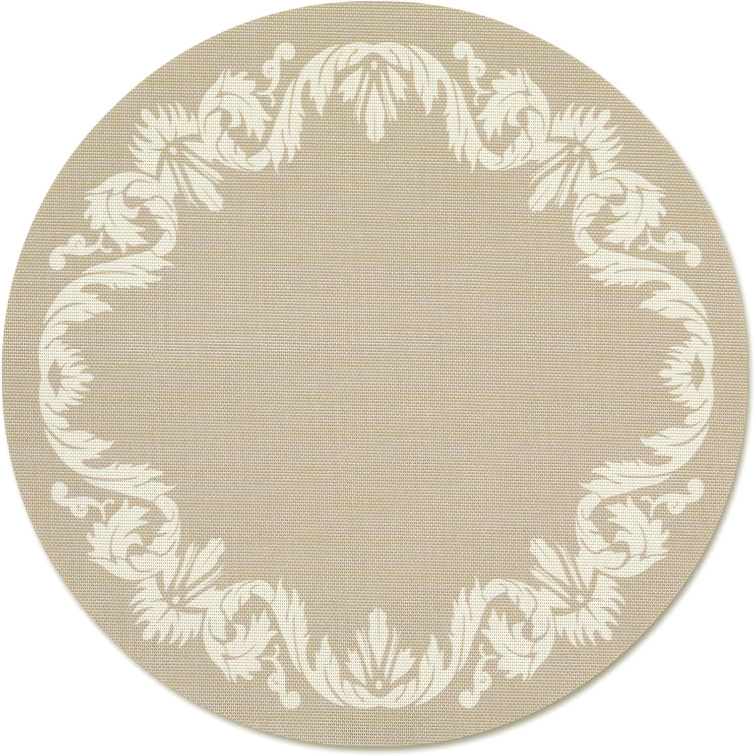 imageMartha by Martha Stewart Chilewich Scroll Round Set of 4 Placemats in Burnt CoralFlax