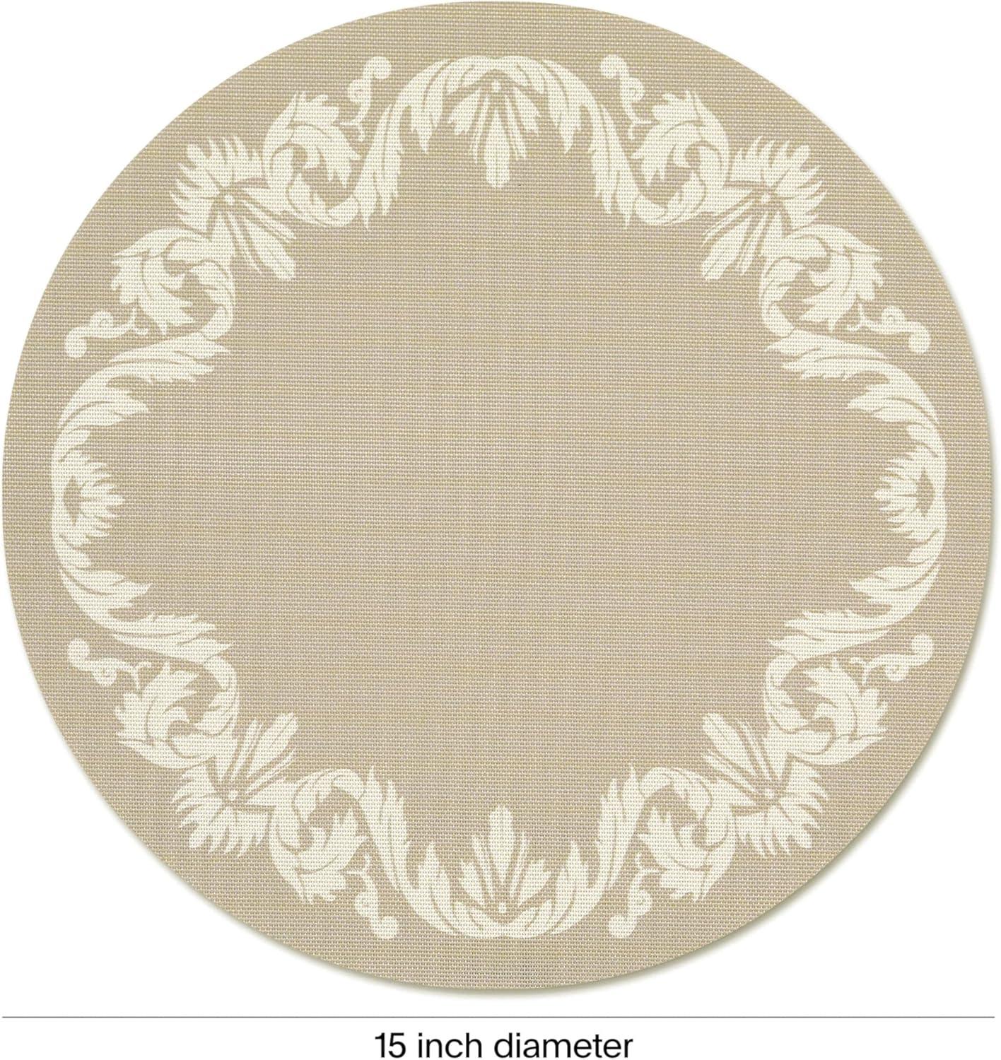 imageMartha by Martha Stewart Chilewich Scroll Round Set of 4 Placemats in Burnt CoralFlax