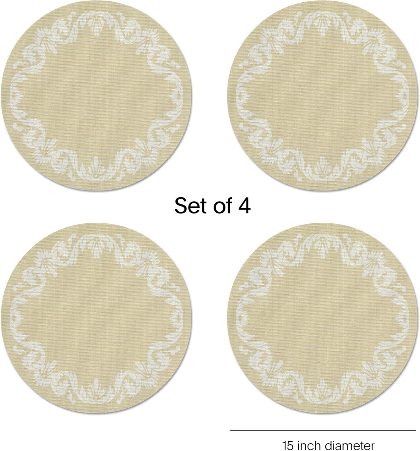 imageMartha by Martha Stewart Chilewich Scroll Round Set of 4 Placemats in Burnt CoralWheat