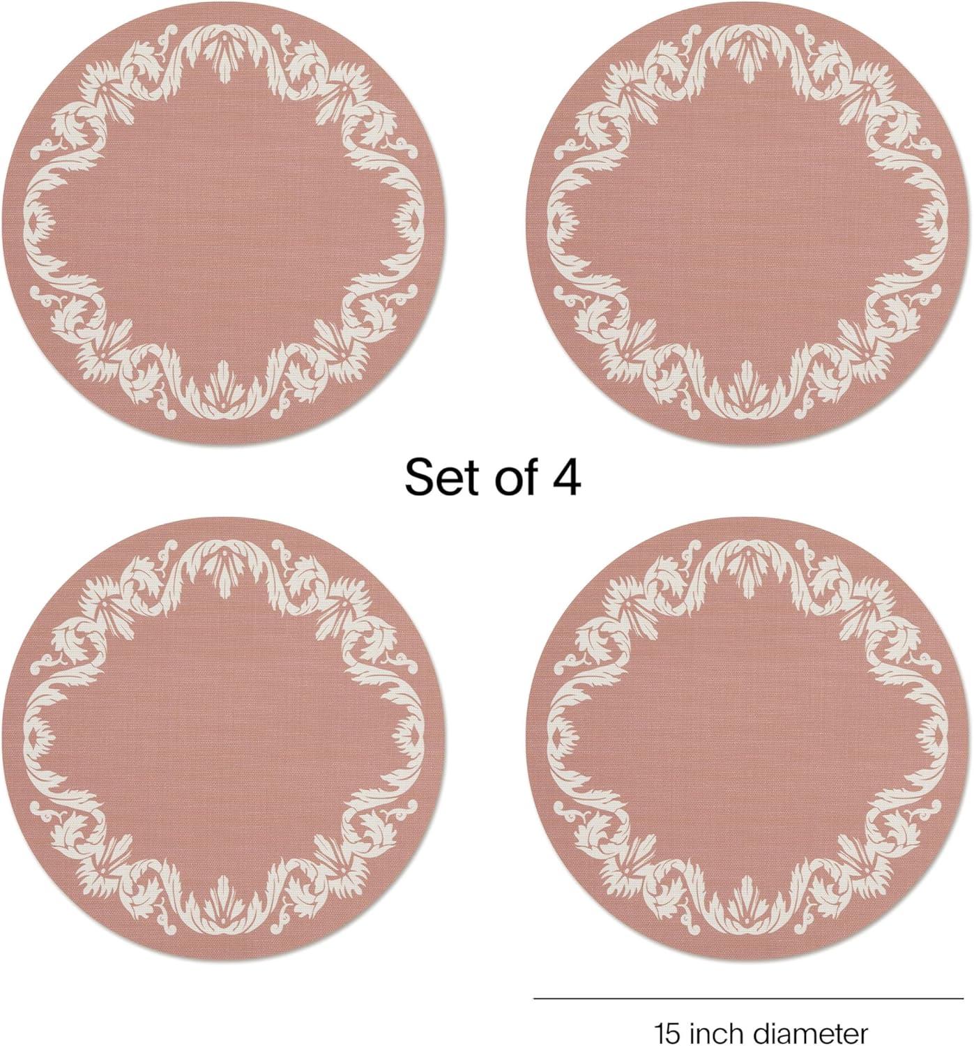 imageMartha by Martha Stewart Chilewich Scroll Round Set of 4 Placemats in WheatBurnt Coral