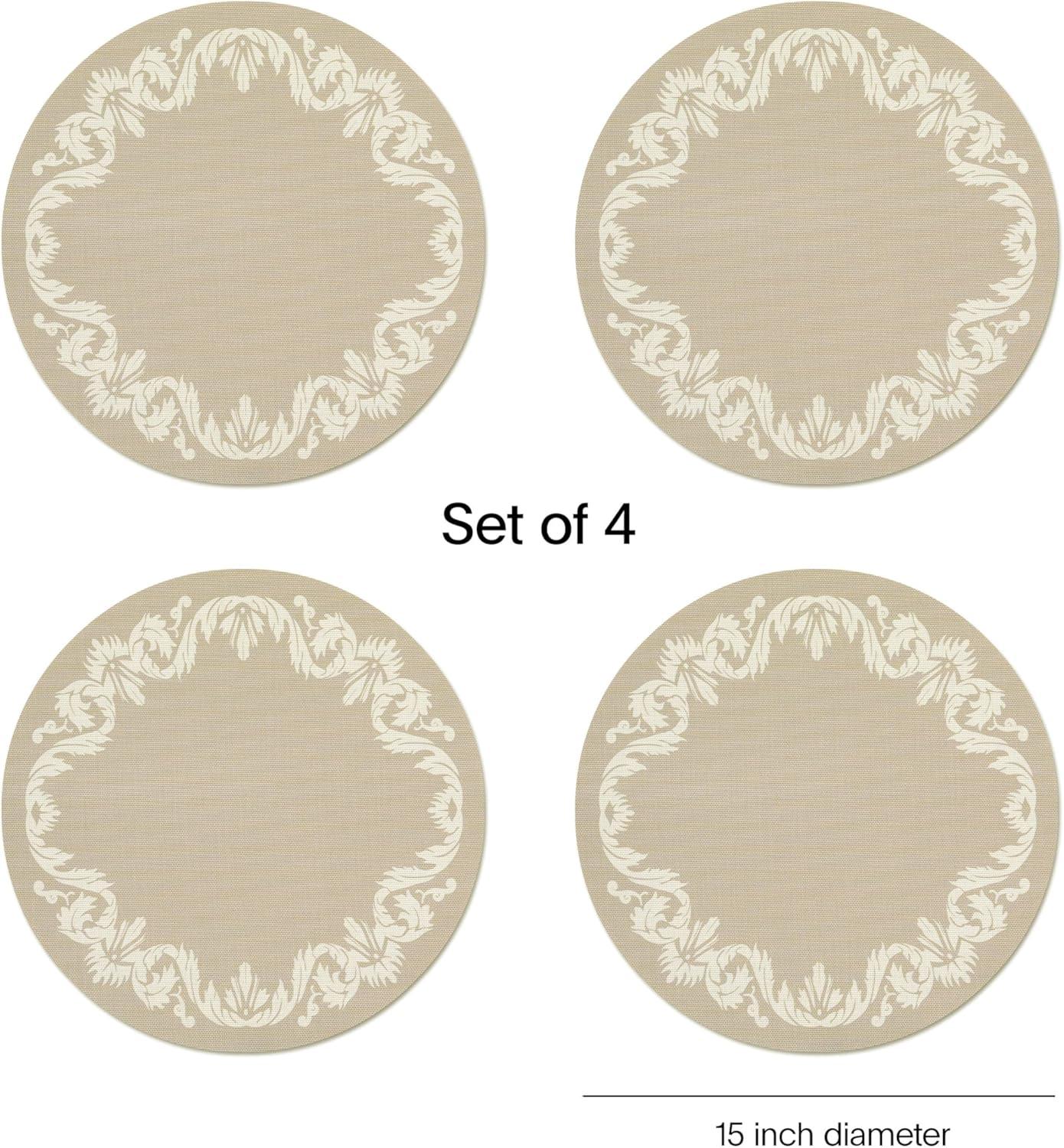 imageMartha by Martha Stewart Chilewich Scroll Round Set of 4 Placemats in WheatFlax
