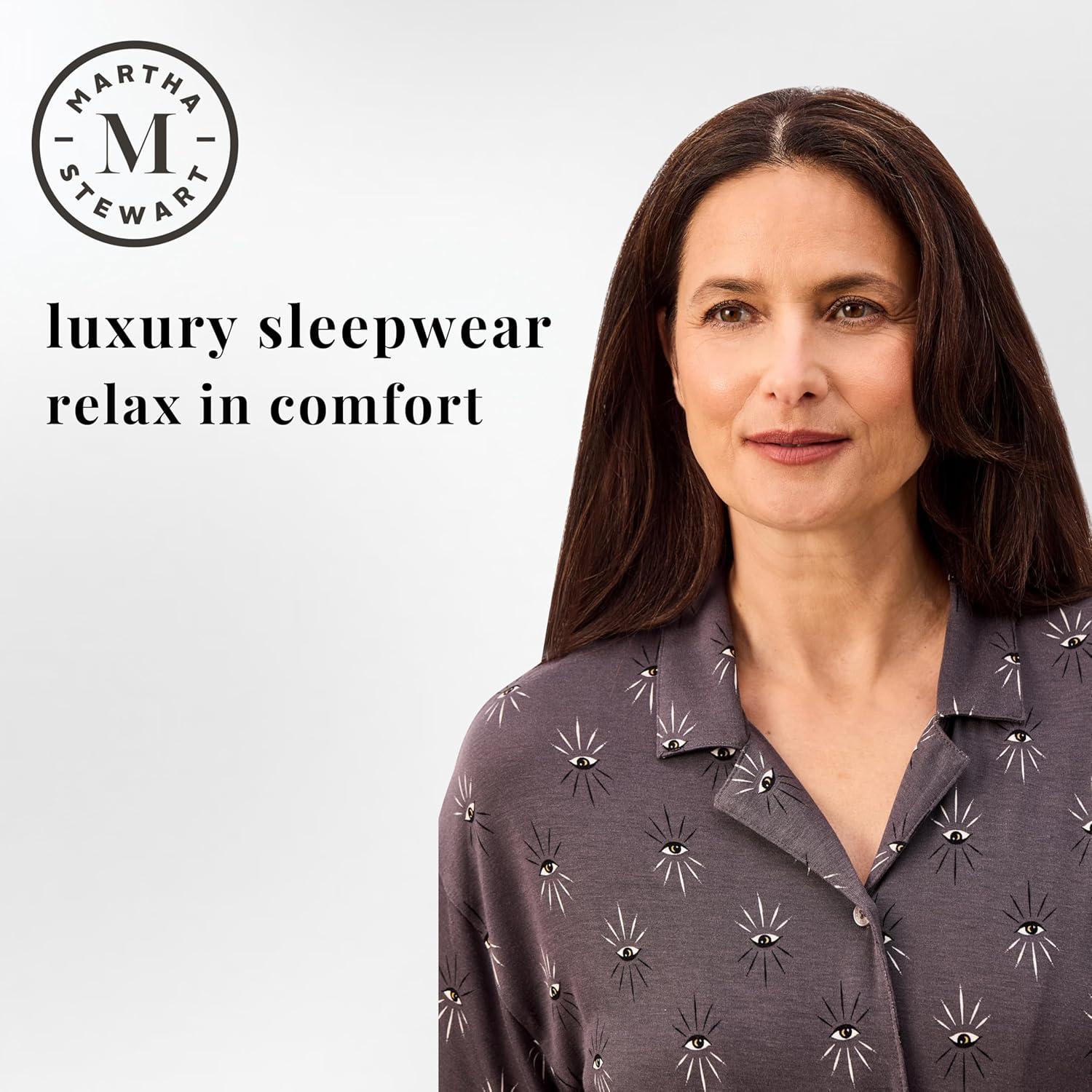 imagePeace Love ampamp Dreams Martha Stewart Womens Capri Pajama Set Lightweight Rayon Sleepwear Short SleeveTonal Grey