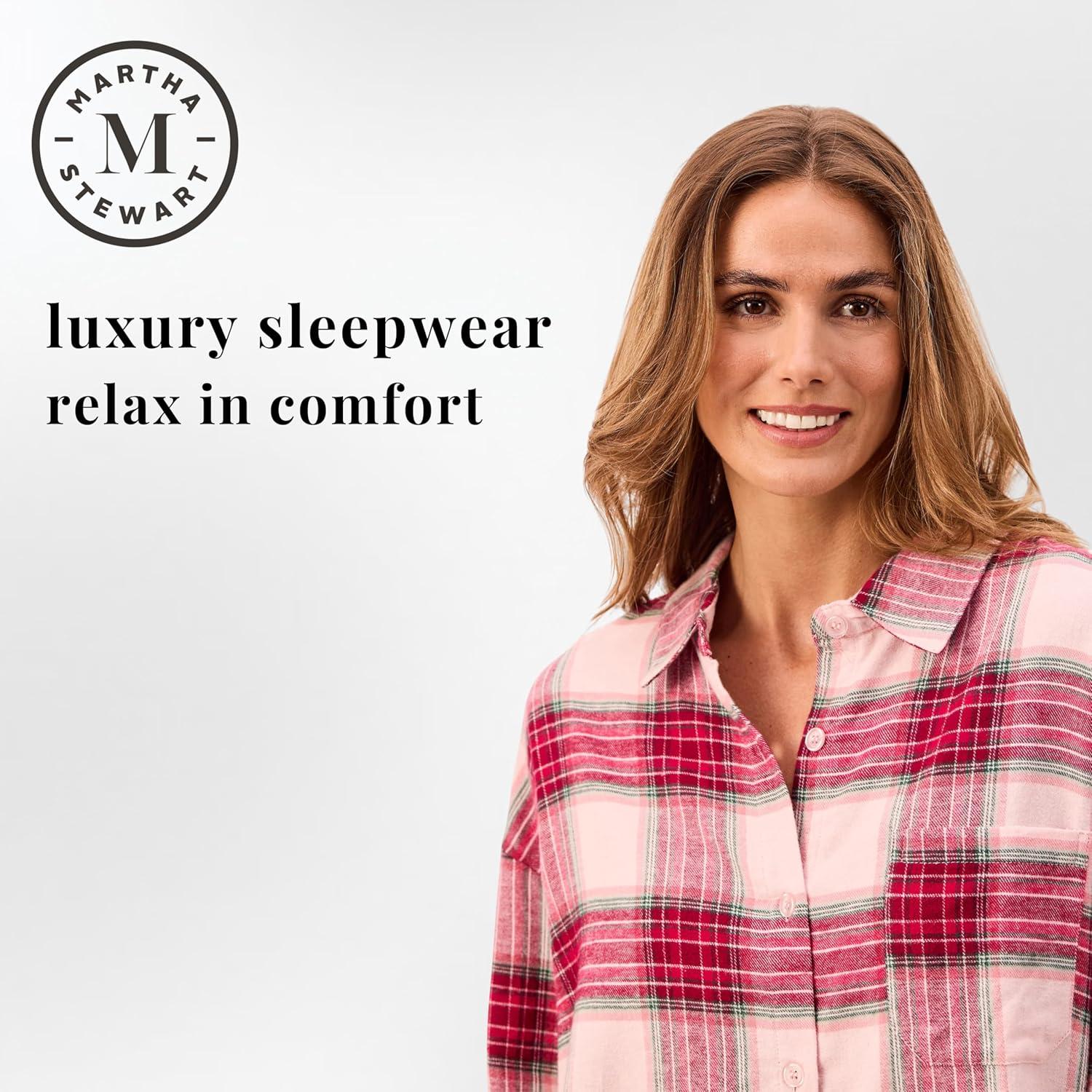 imagePeace Love ampamp Dreams Martha Stewart Womens Flannel Nightshirt 100 Cotton Long Sleeve Soft ampamp Warm Sleepwea