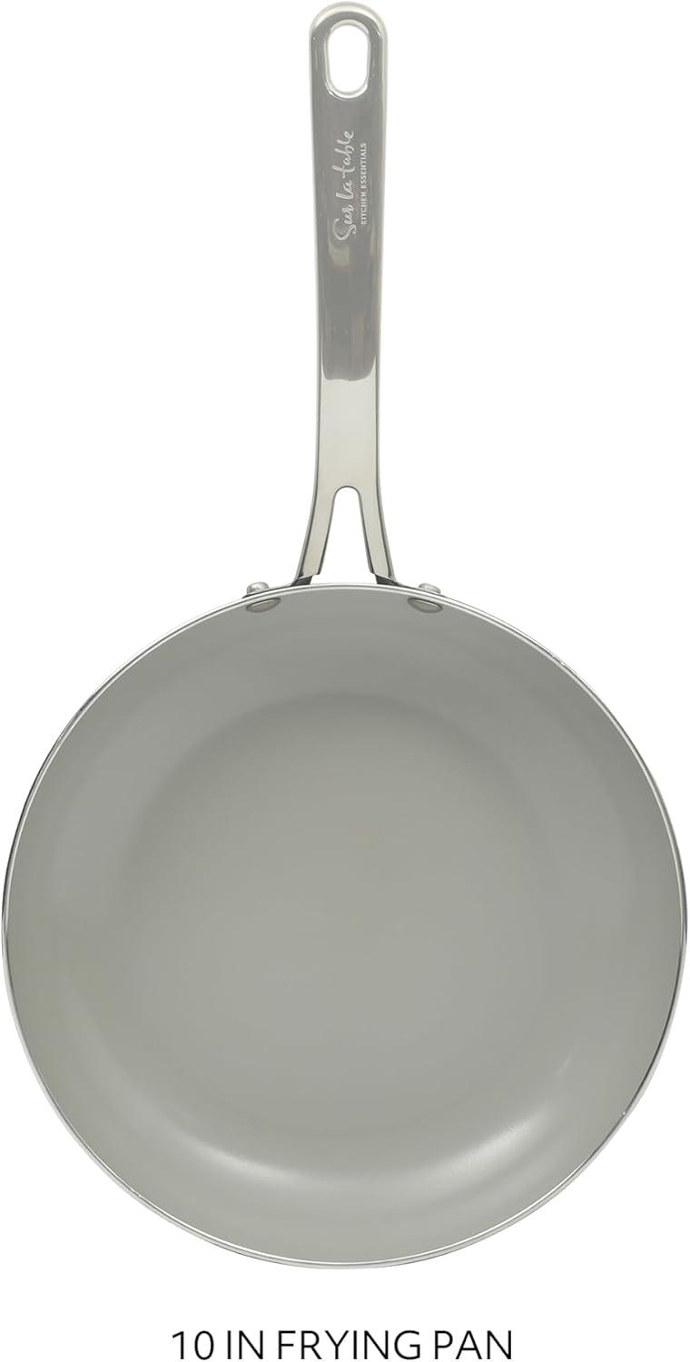 imageSur La Table Kitchen Essentials Potluck Porch 10 Piece PFA Free Ceramic Non stick Interior Forged Aluminum Cookware Pots and Pans Set WAluminum Lids Black Induction CompatibleBlack