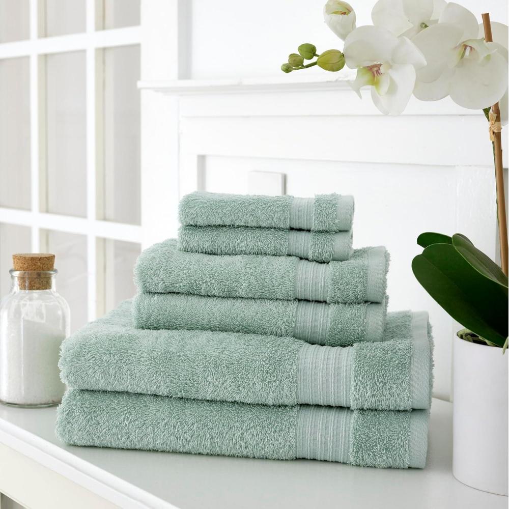 imageMARTHA STEWART 100 Cotton Bath Towels Set Of 6 Piece 2 Bath Towels 2 Hand Towels 2 Washcloths Quick Dry Towels Soft ampamp Absorbent Bathroom Essentials Light GraySage