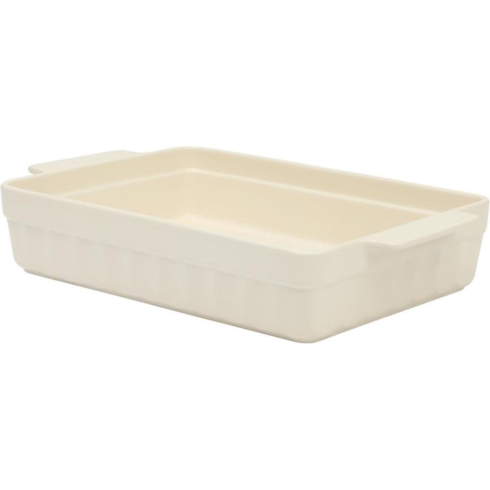 imageMARTHA STEWART 3 Piece Oven to Table Stoneware Bakeware Baking Dish ampamp Casserole Set  RedLinen White