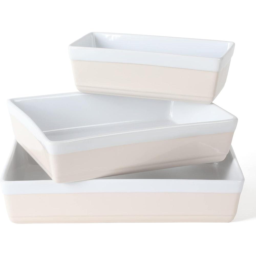 imageMARTHA STEWART 3 Piece Oven to Table Stoneware Bakeware Baking Dish ampamp Casserole Set  RedPink