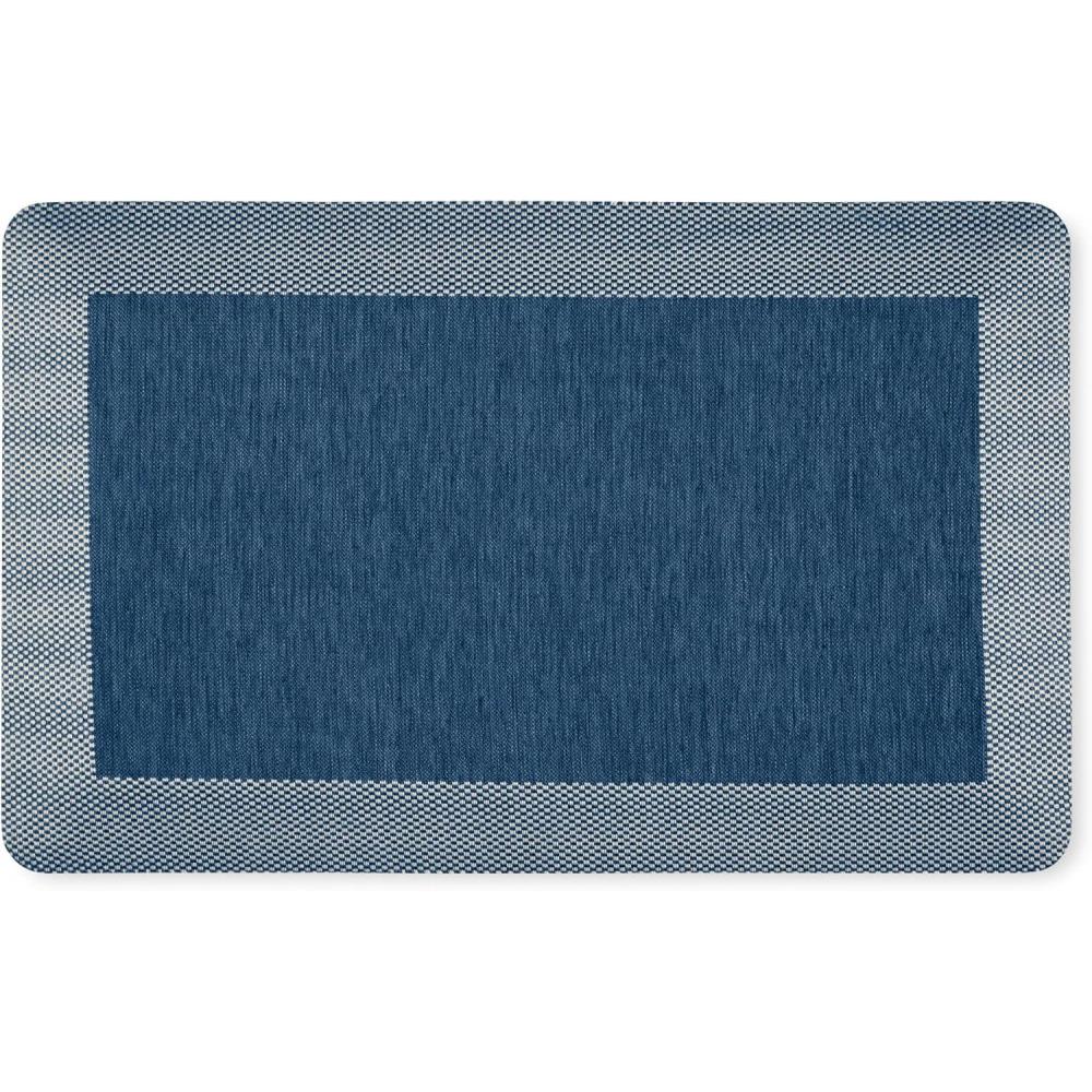 imageMARTHA STEWART Mira Modern Heathered Solid AntiFatigue AirInfused Kitchen Mat Brown 196quotx32quotNavy Blue
