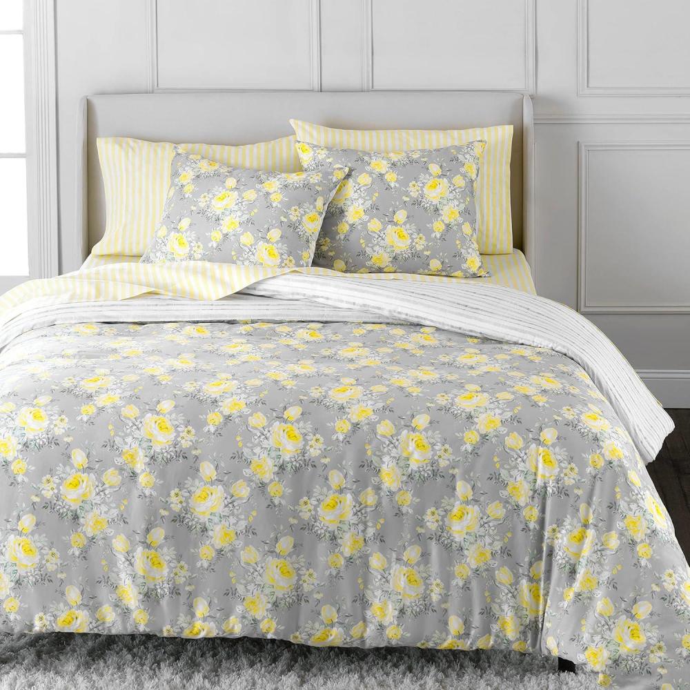 imageMARTHA STEWART Natalie King Size Duvet 3 Piece Set1 Duvet Cover 2 Pillow Shams Crinkle Velvet Texture Soft ampamp Royal Machine Wash 104quotx92quot with Button Closure ChampagneGrey Yellow