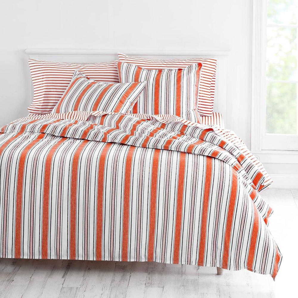 imageMARTHA STEWART Natalie King Size Duvet 3 Piece Set1 Duvet Cover 2 Pillow Shams Crinkle Velvet Texture Soft ampamp Royal Machine Wash 104quotx92quot with Button Closure ChampagneDark Orange