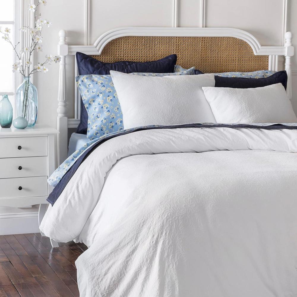 imageMARTHA STEWART Natalie King Size Duvet 3 Piece Set1 Duvet Cover 2 Pillow Shams Crinkle Velvet Texture Soft ampamp Royal Machine Wash 104quotx92quot with Button Closure ChampagneSolid White