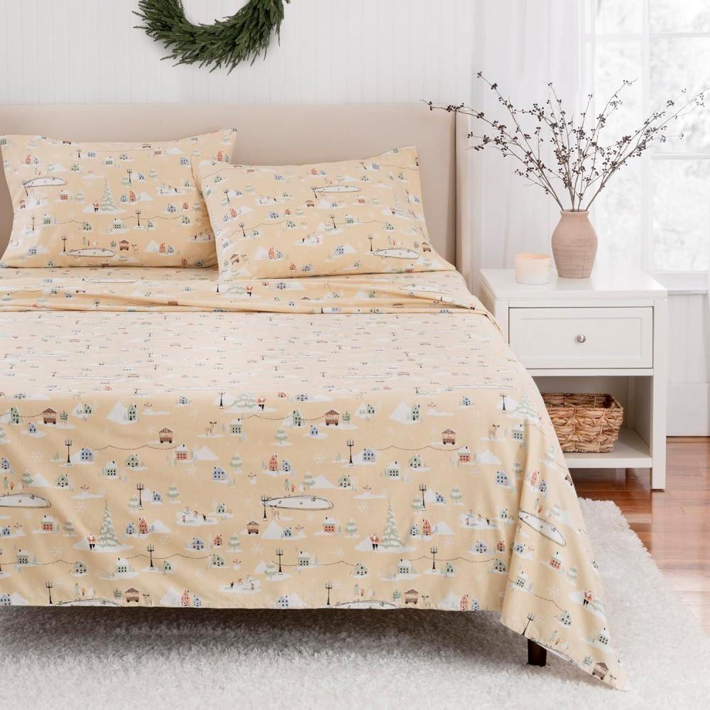 imageMartha Stewart Flannel Sheets Full Size AntiPilling ampamp Wrinkle Resistant Cotton Touchably Soft for AllSeason Comfort Bed Sheets with Matching Pillowcases ampamp Fitted Sheet Holiday Bows RedIvory