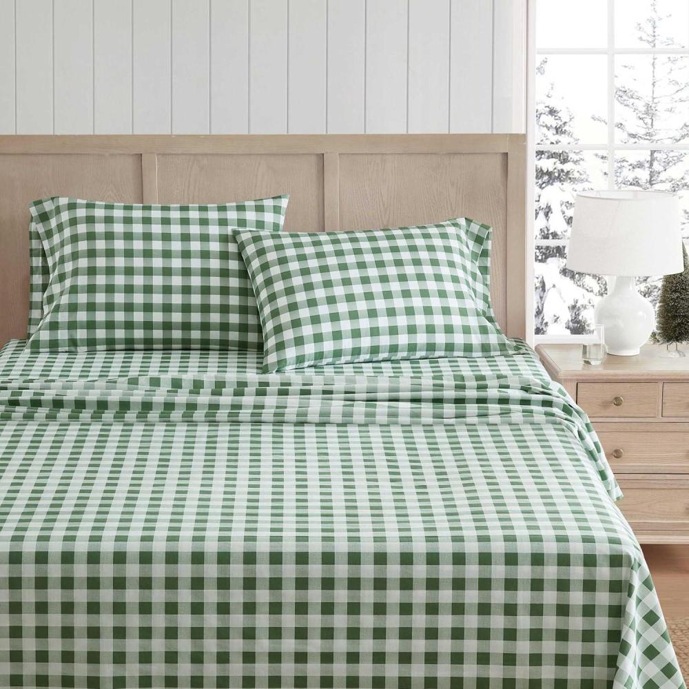 imageMartha Stewart Full Size Sheets Set Crisp ampamp Tailored Cooling Sheets wa Naturally Smooth Cotton Percale Lightweight Feel Bed Sheets with Matching Pillowcases ampamp Fitted Sheet Stripe BlueMadison Gingham Green