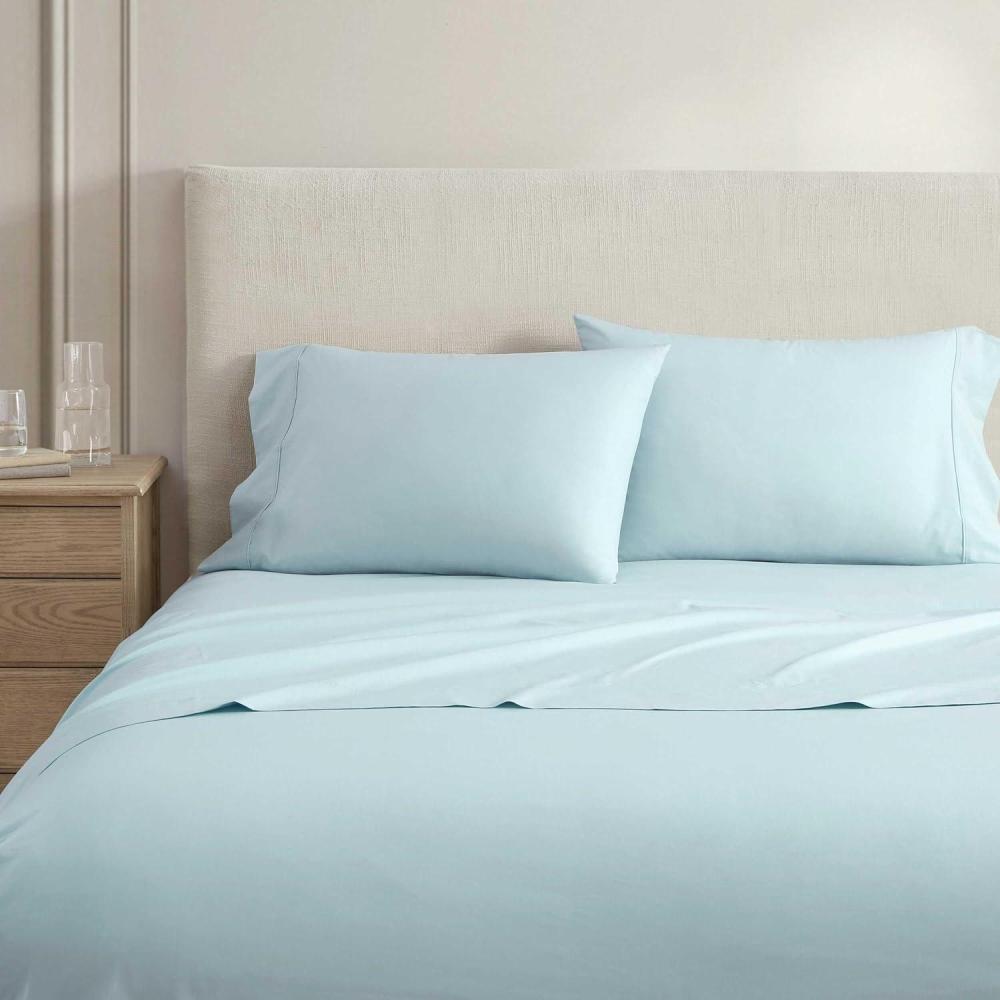 imageMartha Stewart Full Size Sheets Set Crisp ampamp Tailored Cooling Sheets wa Naturally Smooth Cotton Percale Lightweight Feel Matching Pillowcases ampamp Fitted Sheet Skylands Solid BeigeSkylands Solid Blue