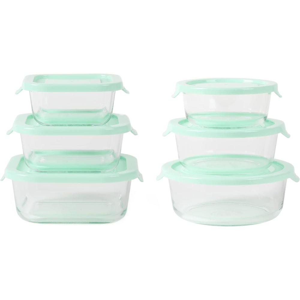 imageMartha Stewart 12 Piece Storage Borosilicate Glass Container Set wSnap Martha Blue Lids