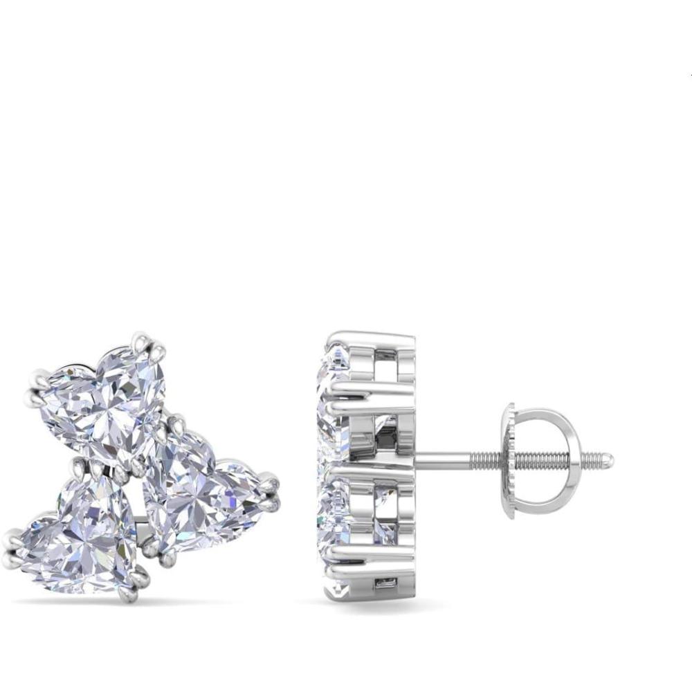 imageMartha Stewart 3 Carat Lab Grown Diamond Cluster Stud Earrings Heart Shapes in 14K Goldwhitegold