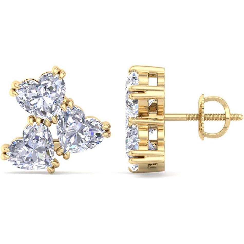 imageMartha Stewart 3 Carat Lab Grown Diamond Cluster Stud Earrings Heart Shapes in 14K Goldyellowgold