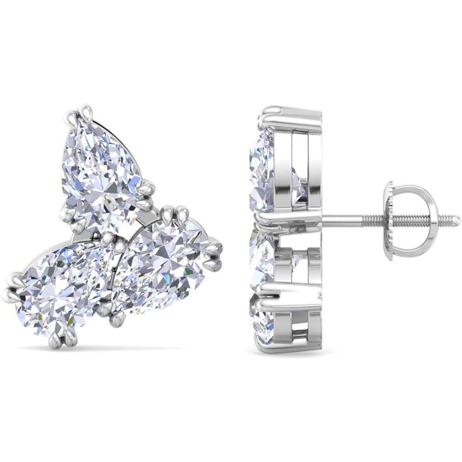 imageMartha Stewart 3 Carat Lab Grown Diamond Cluster Stud Earrings Pear Shapes in 14K Goldwhitegold
