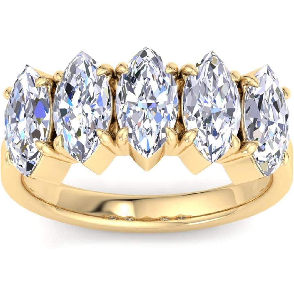 imageMartha Stewart 3 Carat Lab Grown Diamond Ring Five Stone Diamond Engagement Ring in 14 Karat Goldyellowgold