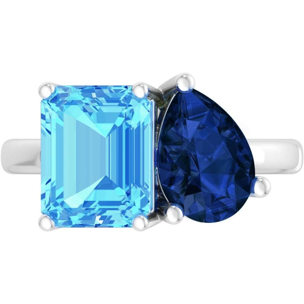 imageMartha Stewart 4 34 Carat Two Stone Gemstone Ring For Women in Sterling Silver Gemstone Jewelry For WomenOption 2