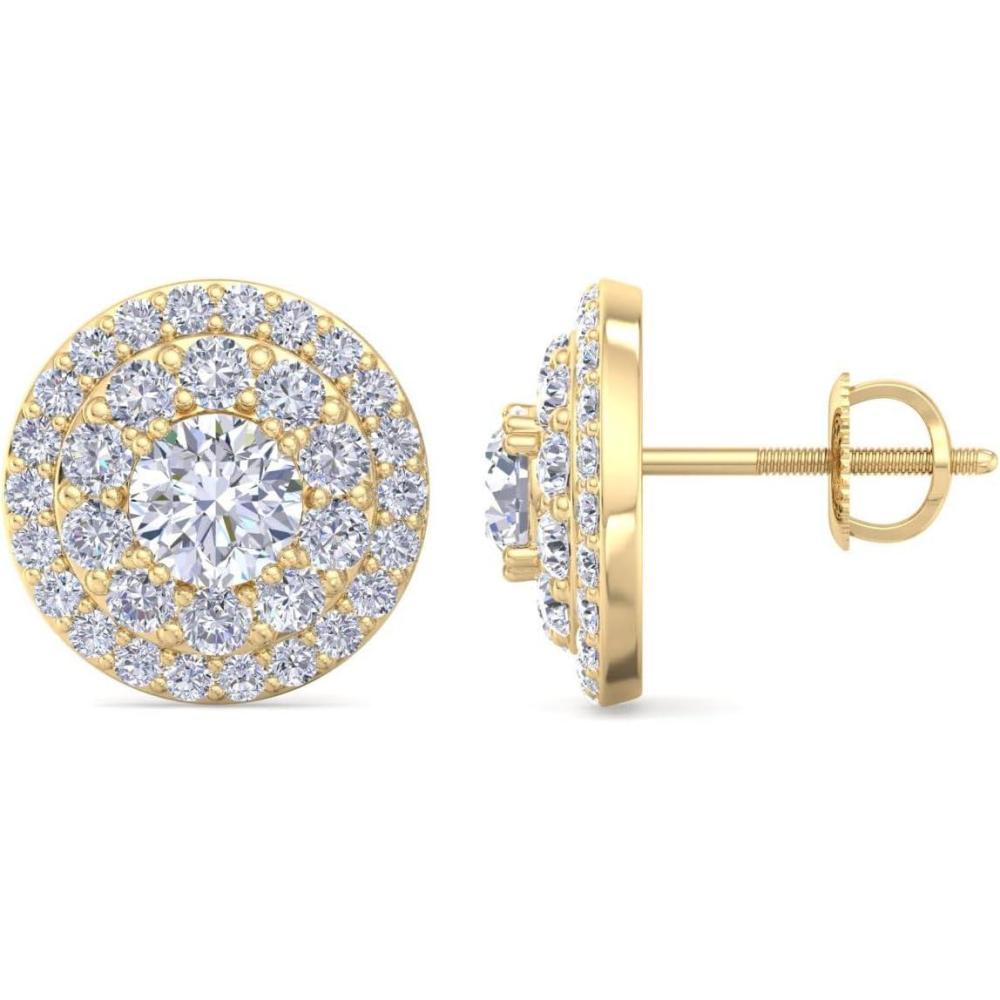 imageMartha Stewart 4 Carat Lab Grown Diamond Halo Stud Earrings In 14K Gold Lab Grown Diamond Earrings for Womenyellowgold