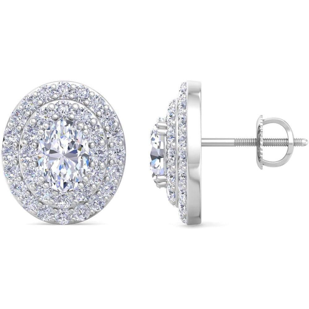 imageMartha Stewart 4 Carat Lab Grown Diamond Halo Stud Earrings In 14K Gold Oval Shape Lab Grown Diamond Earrings for Womenwhitegold