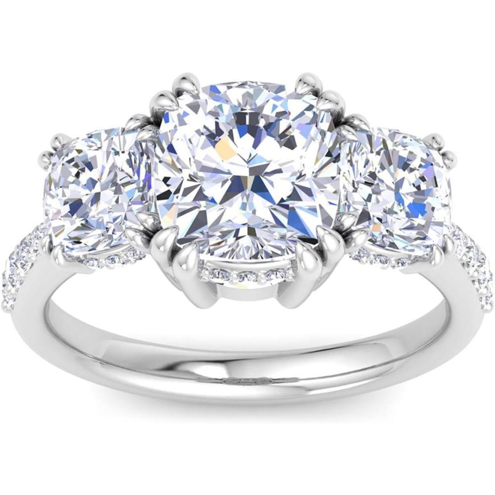 imageMartha Stewart 5 12 Carat Lab Grown Diamond Ring Three Stone Plus Diamond Engagement Ring in 14 Karat Goldwhitegold