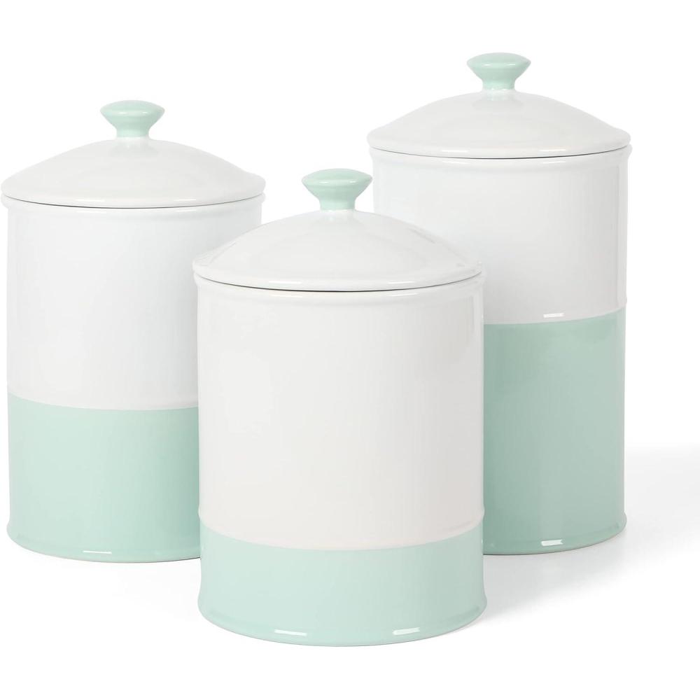 imageMartha Stewart 6 Piece Stoneware TwoTone Canister Set Martha Blue