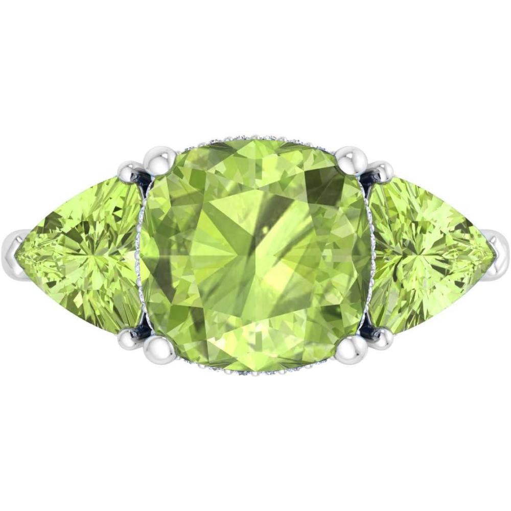 imageMartha Stewart 8 Carat Cushion Cut Gemstone Three Stone Ring with Lab Grown Diamonds in Sterling Silver Choose Your GemstoneOption 5