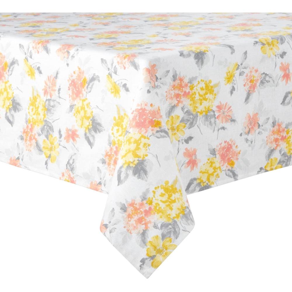 imageMartha Stewart Amber Floral Polyester Cotton Rectangle Tablecloth Single Pack PinkYellow 60quotx102quotYellowCoral
