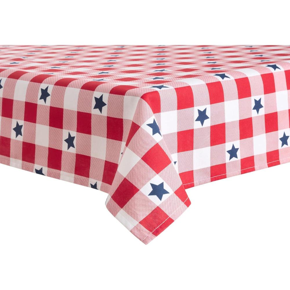 imageMartha Stewart Americana Star Gingham Plaid Indoor Tablecloth Patriotic USA America Decor RedWhiteBlue 60quotx84quot84 x 60 Rectangular