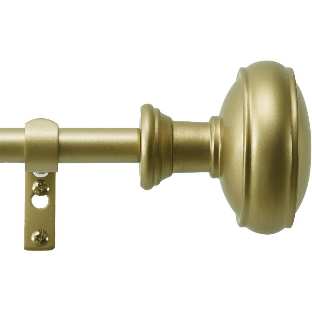 imageMartha Stewart Barrington Curtain Rod for Windows 36 to 66 inches Adjustable Length 75 inch Diameter Metal Curtain Rod with Round Finials 36 66 Matte BlackGold