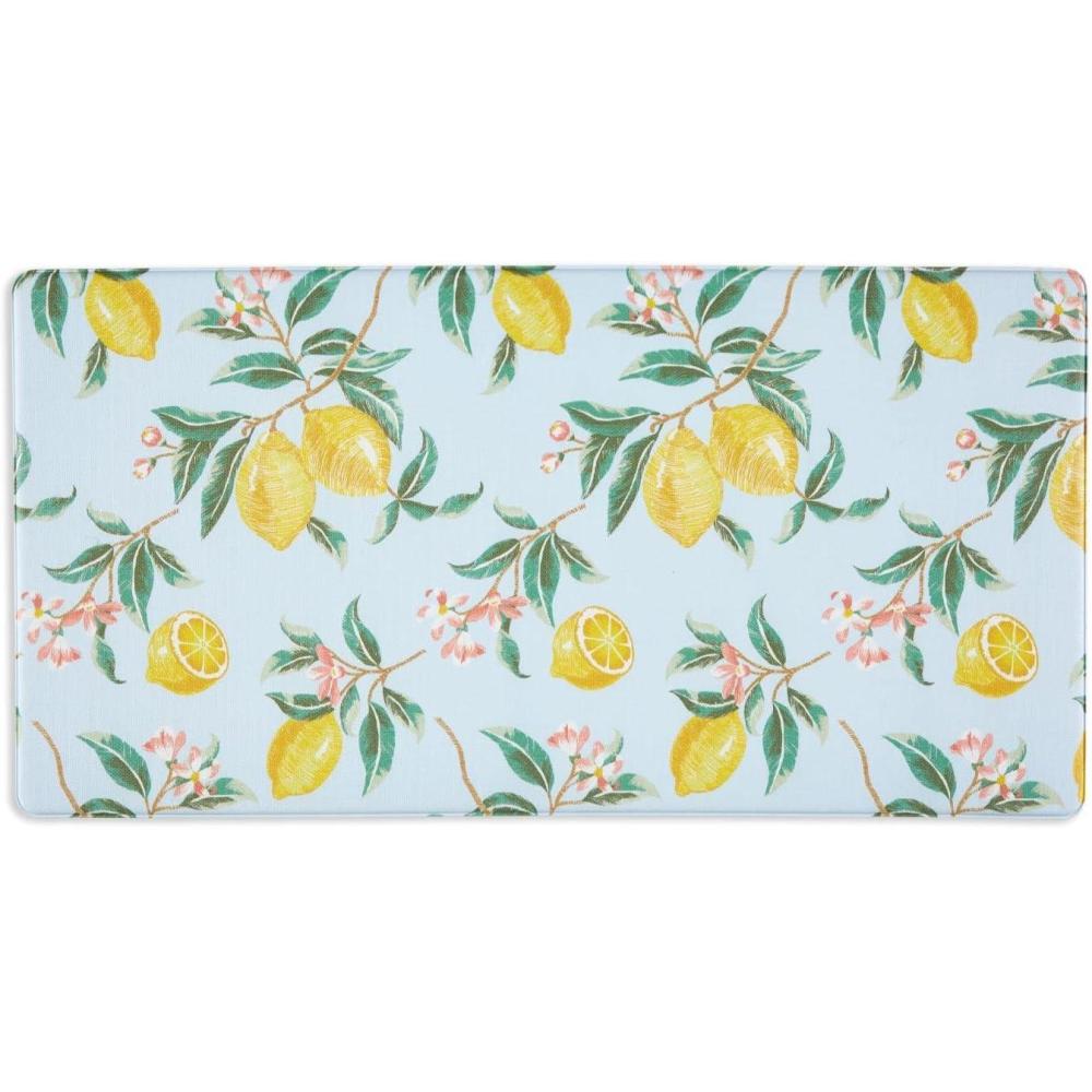imageMartha Stewart Bloomfield Lots of Lemons AntiFatigue Kitchen Mat WhiteYellow 18quotx48quotLight BlueYellow