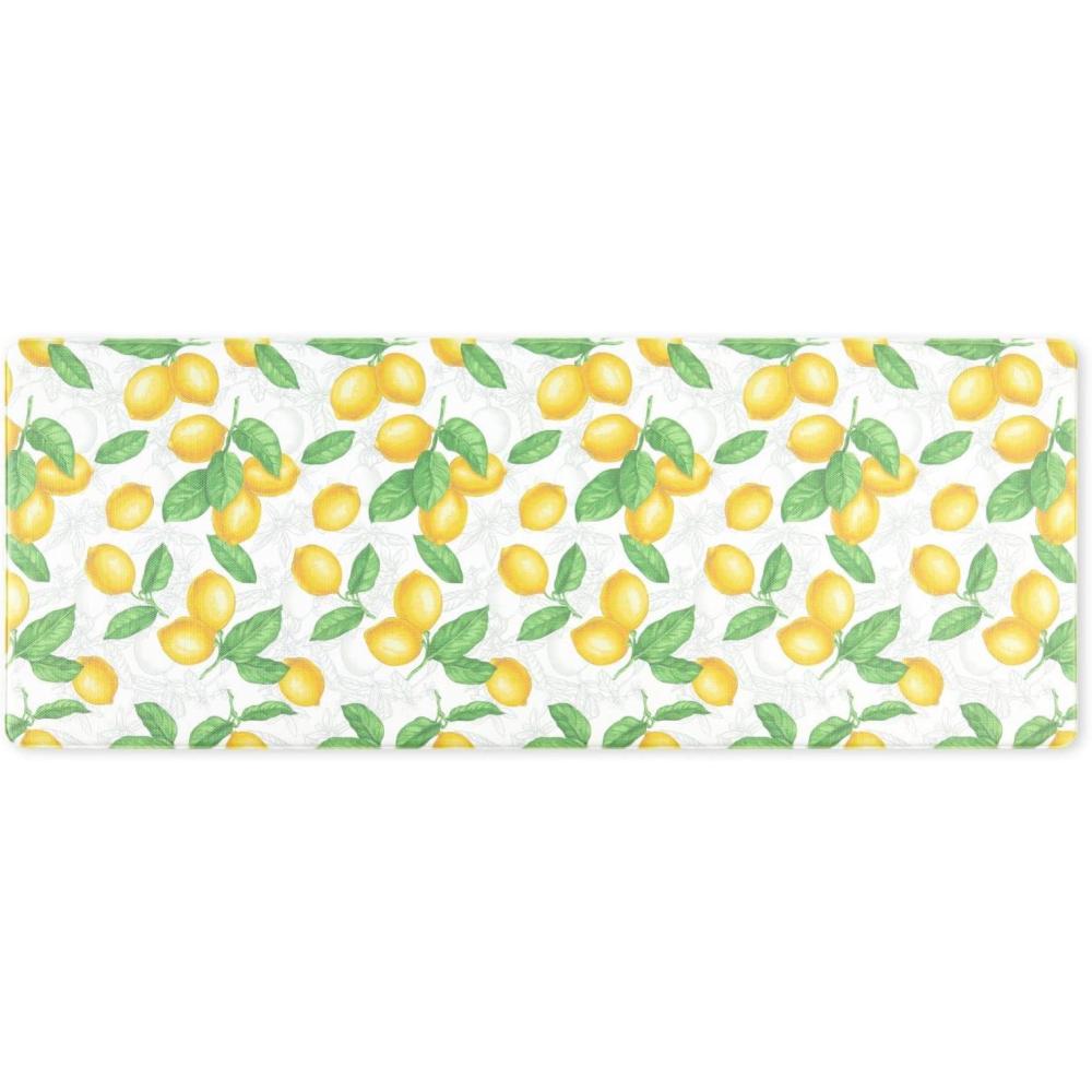 imageMartha Stewart Bloomfield Lots of Lemons AntiFatigue Kitchen Mat WhiteYellow 18quotx48quotWhiteYellow