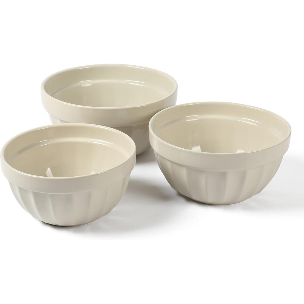 imageMartha Stewart Broadbrook 3 Piece 4 Qt 28 Qt 21 Qt Stoneware Bowl Set Sharkey GreySharkey Grey