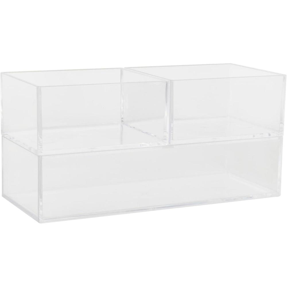 imageMartha Stewart Brody Desktop Storage Organizer Stack and Slide Plastic Organizer Tray Organizer for Office Kitchen or Vanity 3quot x 75quot Clear2S  1M