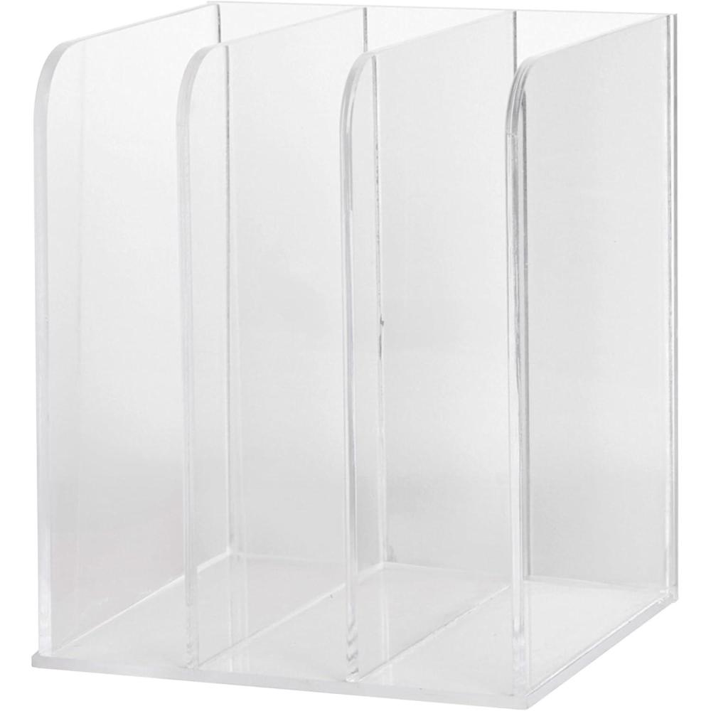 imageMartha Stewart Brody File Desktop Organizer 3 Section Desktop File Document Sorter Organizer File Organizer for Binders Folders Files 85quot W x 65quot D Clear