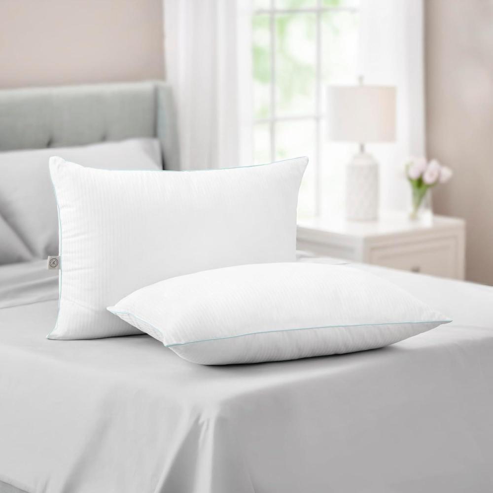 imageMartha Stewart Classic Comfort Down Alternative Pillows King Size Set of 2 Firm Support for Stomach Back and Side SleepersWhite